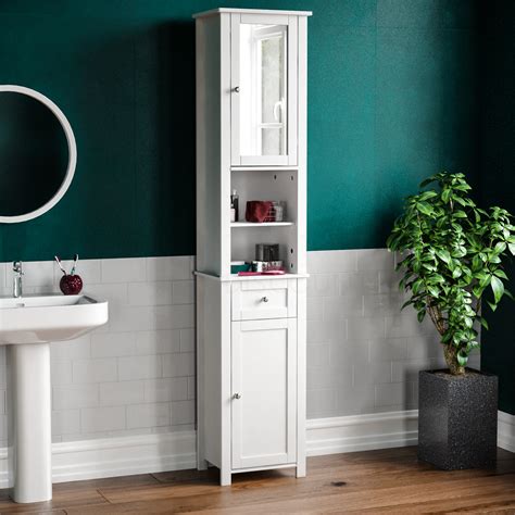 floor standing mirrored bathroom cabinet